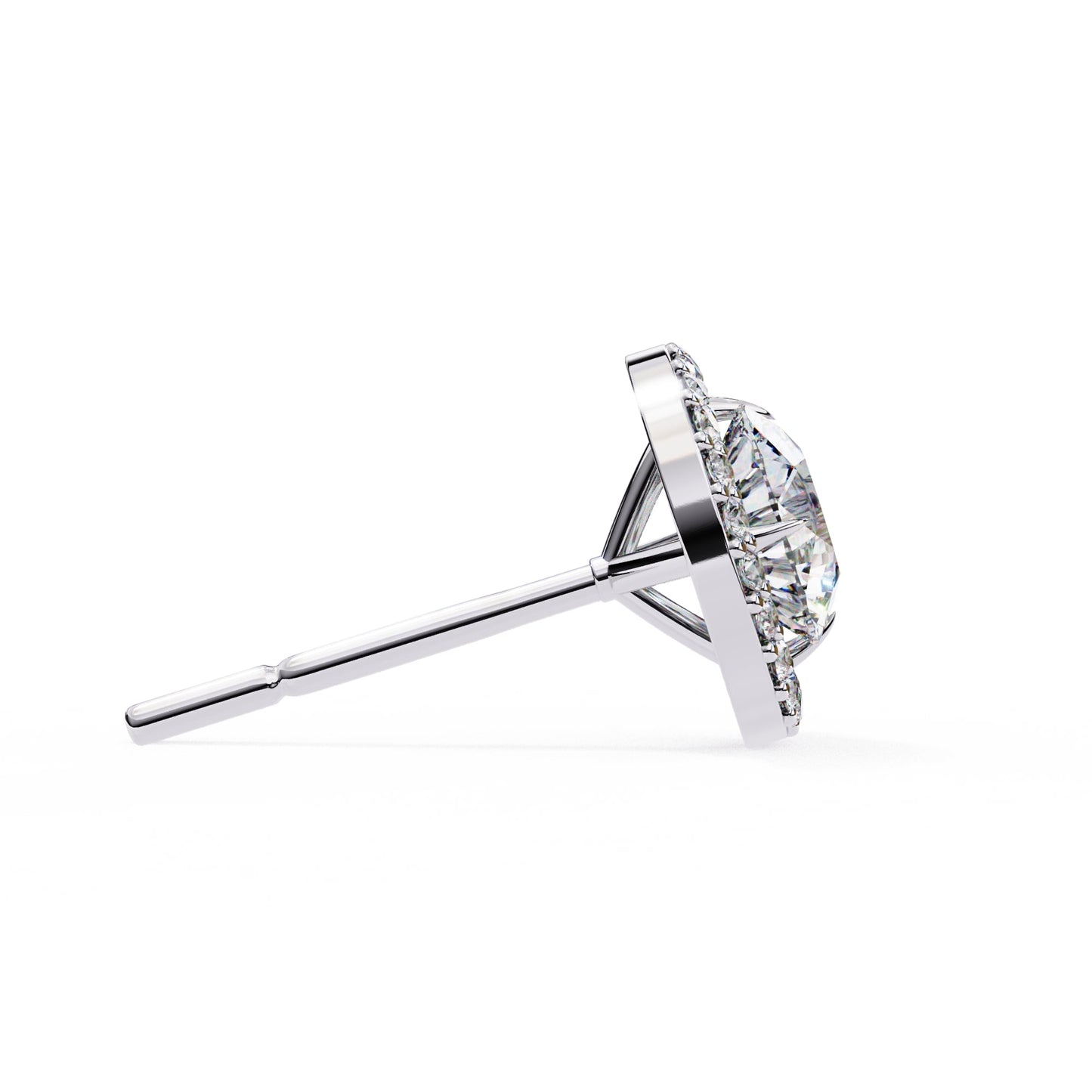 Round Cut Halo Diamond Stud Earrings