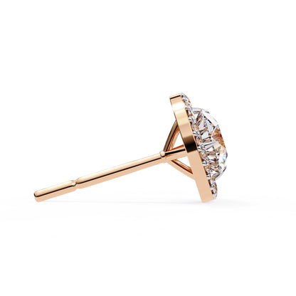 Round Cut Halo Diamond Stud Earrings
