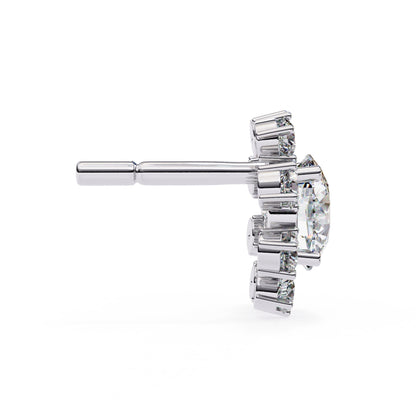 Round Cut Lab Diamond Floral Stud Earrings