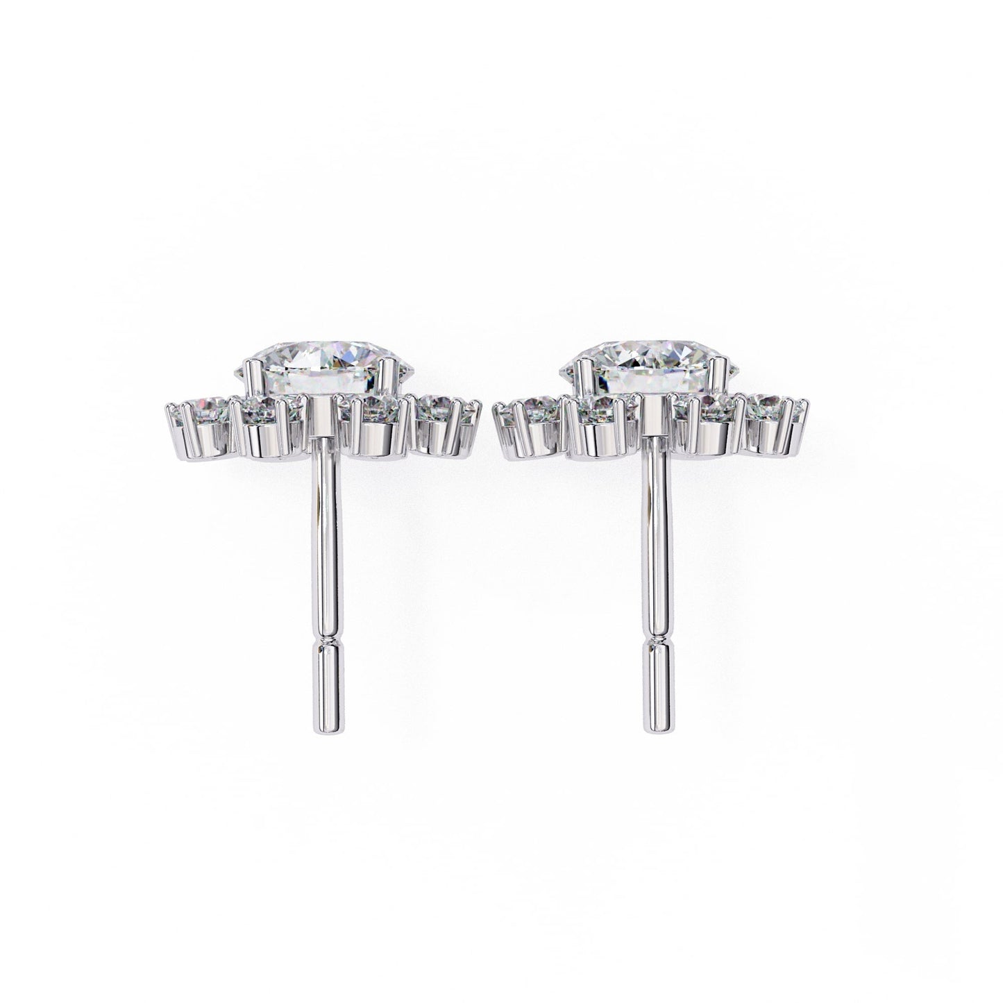Round Cut Lab Diamond Floral Stud Earrings