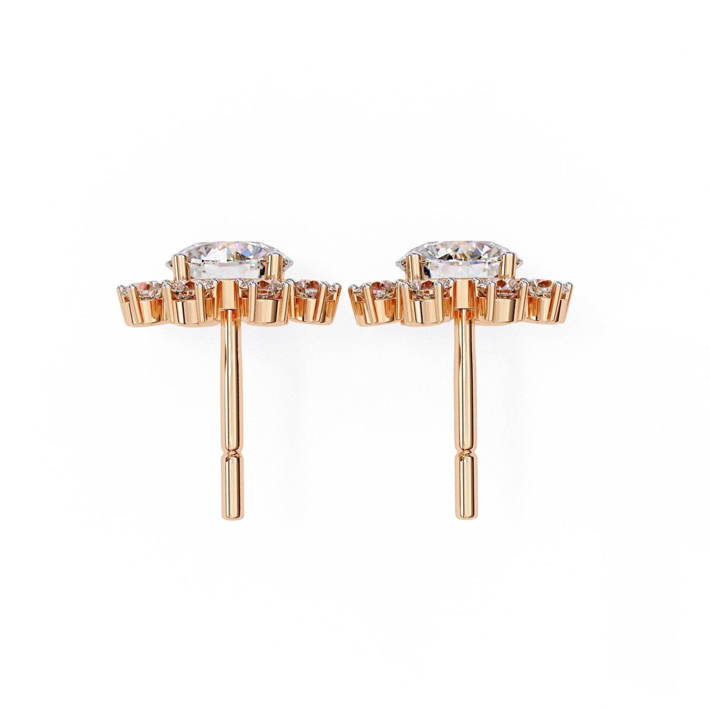 Round Cut Lab Diamond Floral Stud Earrings