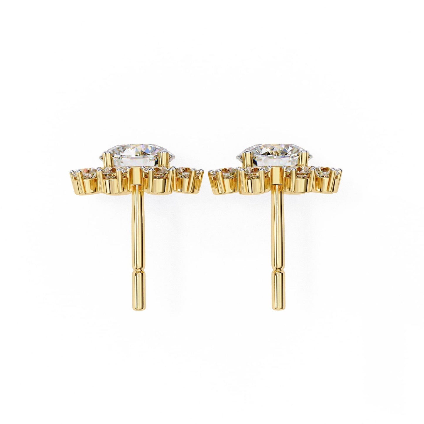 Round Cut Lab Diamond Floral Stud Earrings