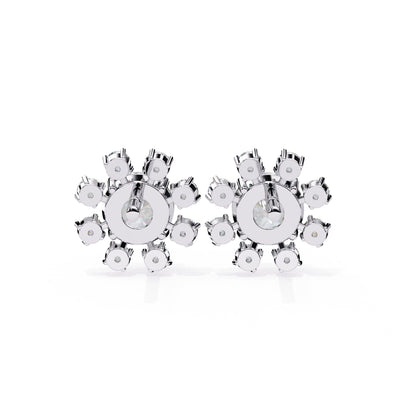Round Cut Lab Diamond Floral Stud Earrings