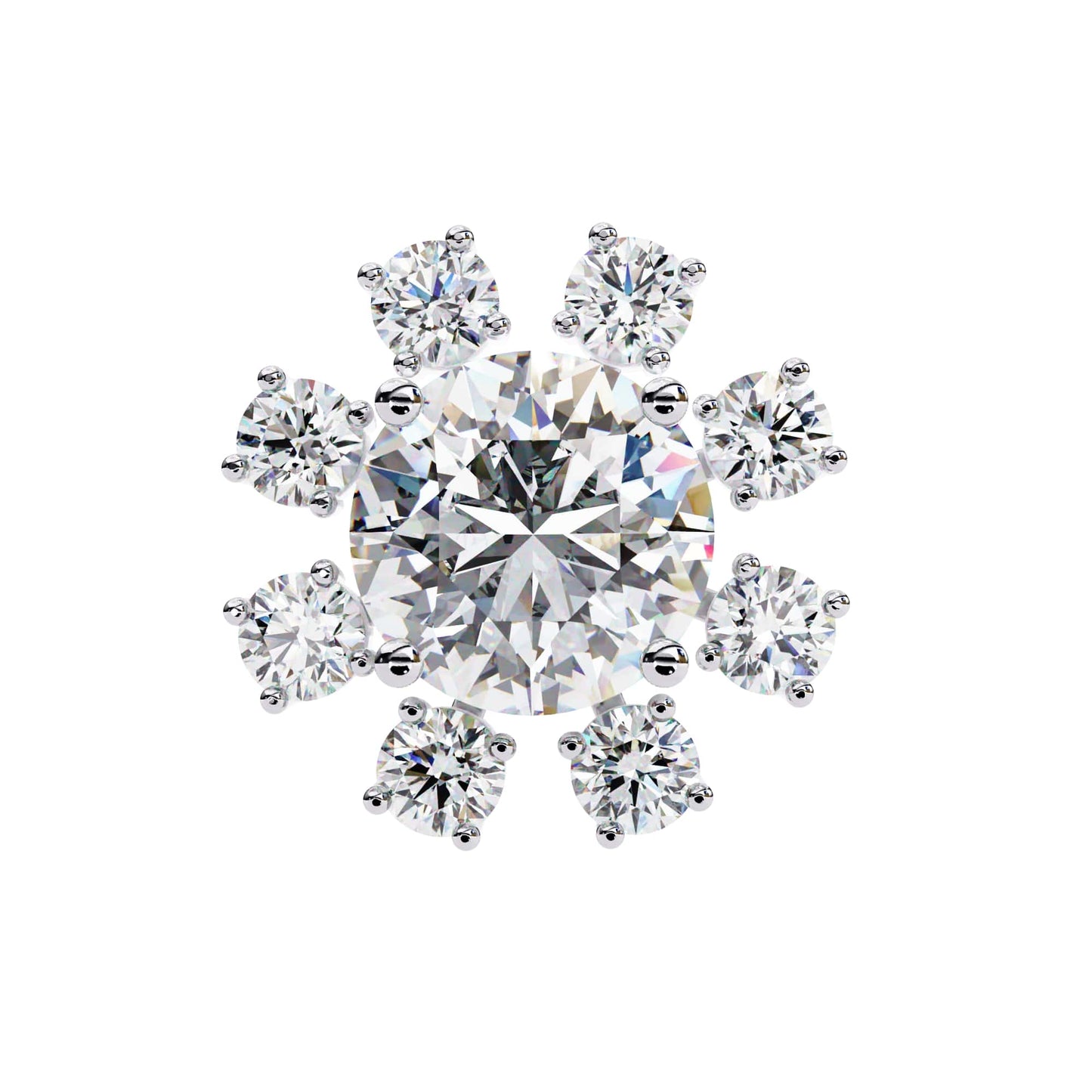 Round Cut Lab Diamond Floral Stud Earrings