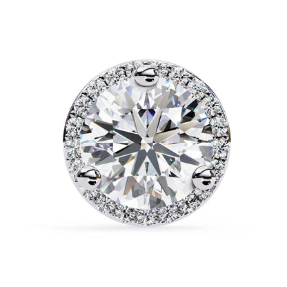 Round Cut Lab Diamond Halo Stud Earrings