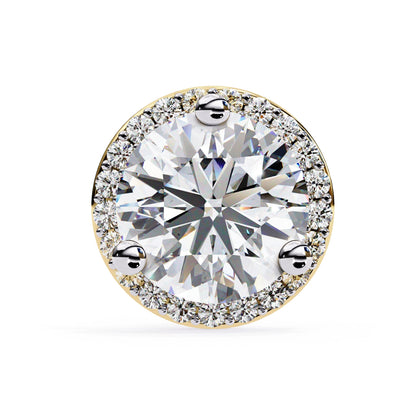 Round Cut Lab Diamond Halo Stud Earrings