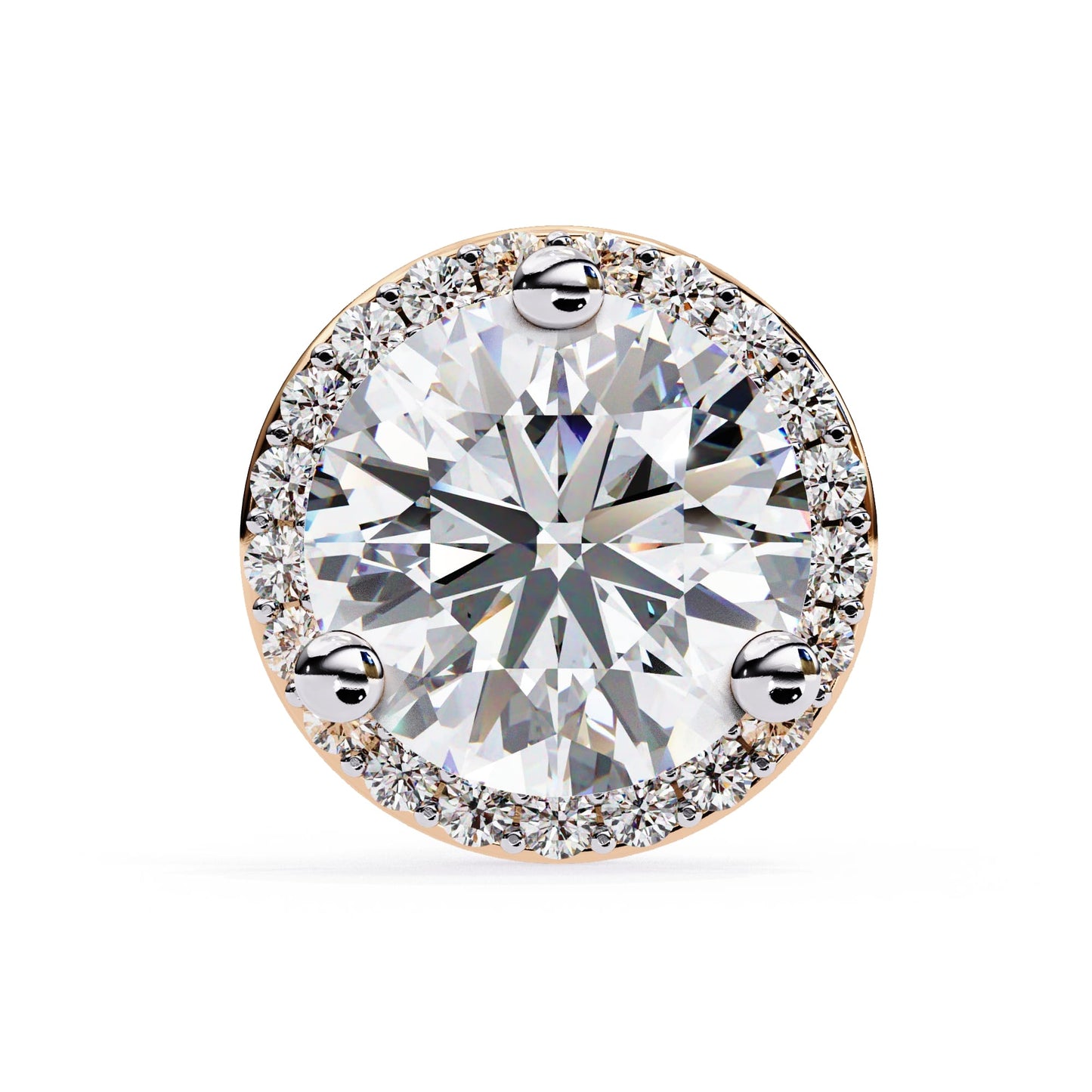 Round Cut Lab Diamond Halo Stud Earrings