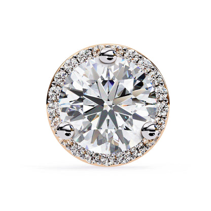Round Cut Lab Diamond Halo Stud Earrings