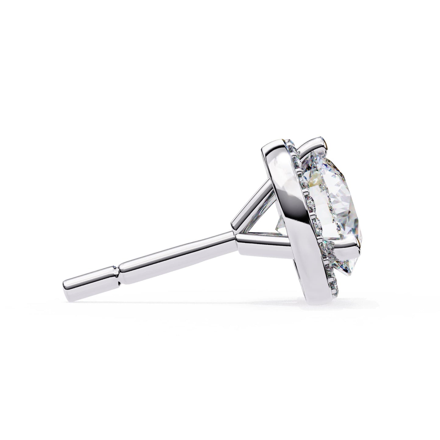 Round Cut Lab Diamond Halo Stud Earrings