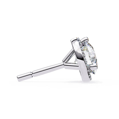 Round Cut Lab Diamond Halo Stud Earrings