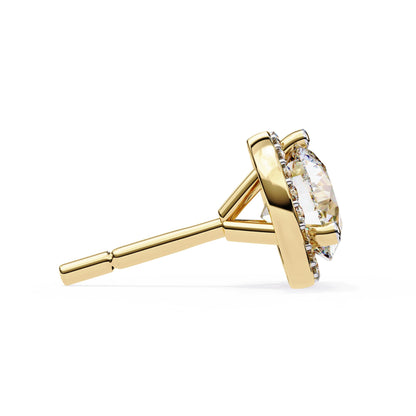 Round Cut Lab Diamond Halo Stud Earrings