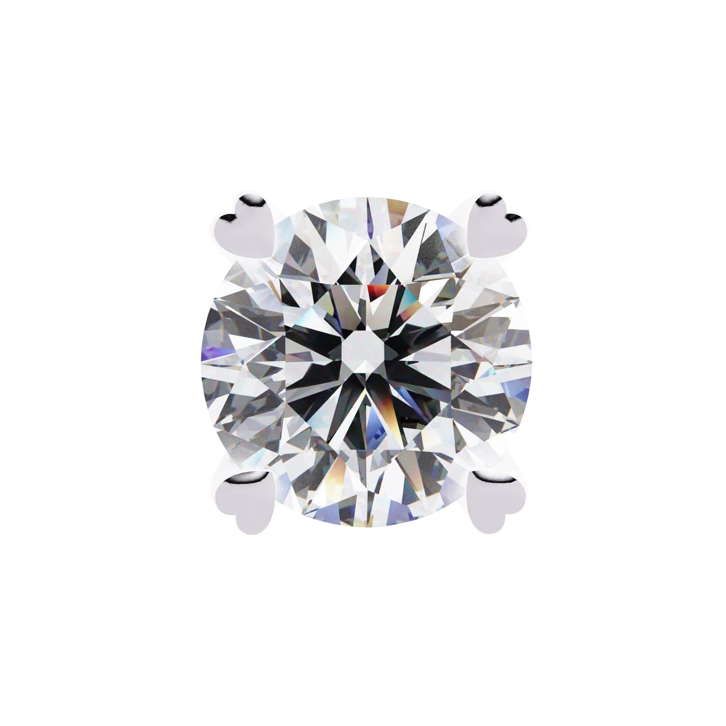 Round Cut Lab Grown Diamond Earrings With 4 Heart Prongs