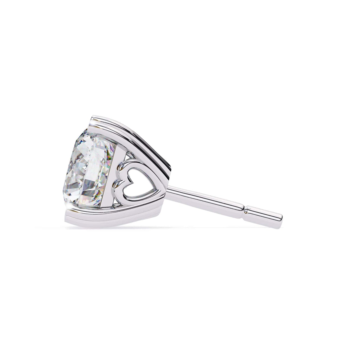Round Cut Lab Grown Diamond Earrings With 4 Heart Prongs