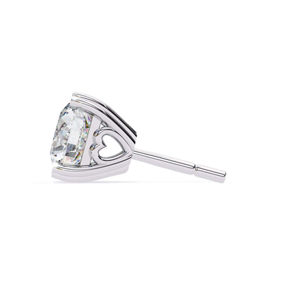 Round Cut Lab Grown Diamond Earrings With 4 Heart Prongs
