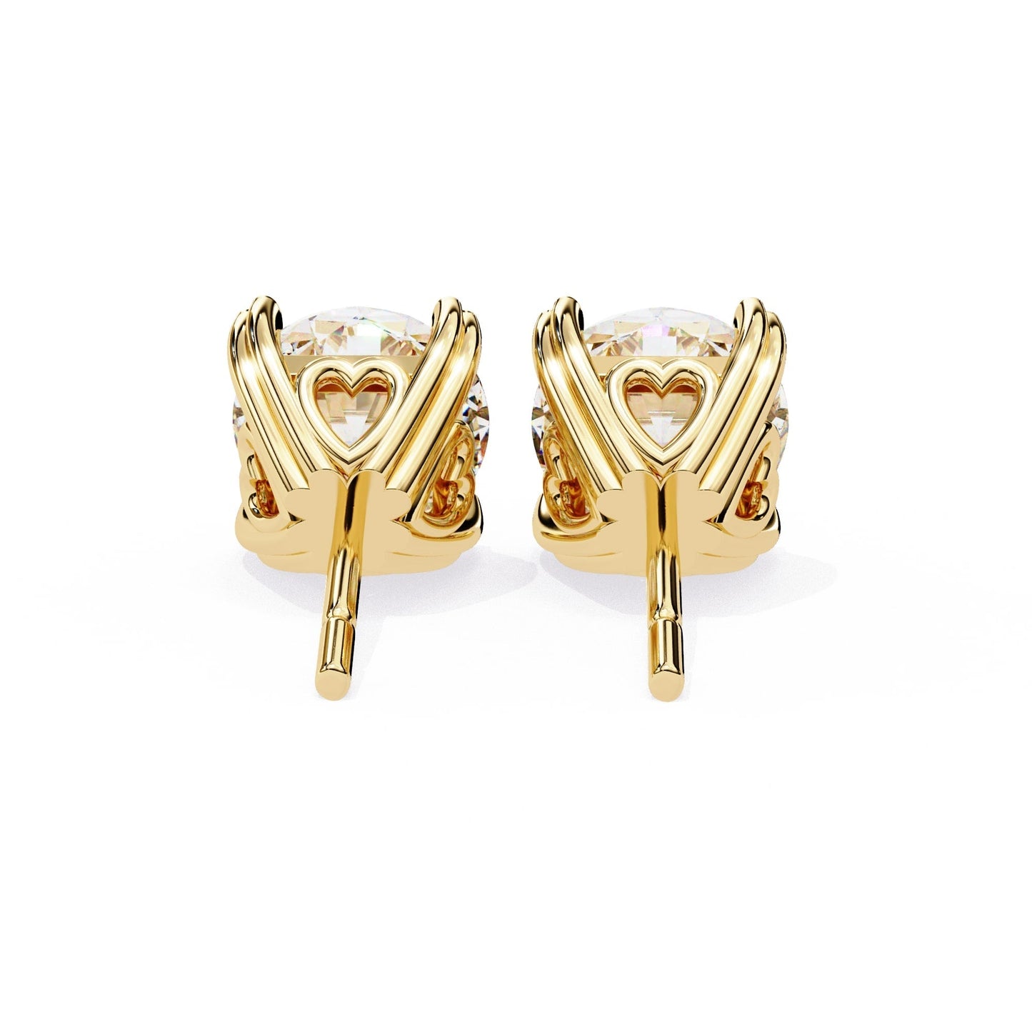 Round Cut Lab Grown Diamond Earrings With 4 Heart Prongs