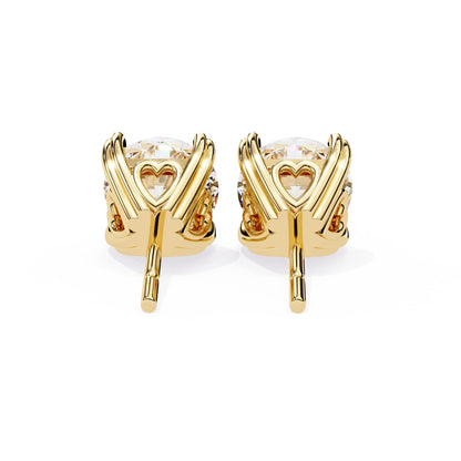Round Cut Lab Grown Diamond Earrings With 4 Heart Prongs
