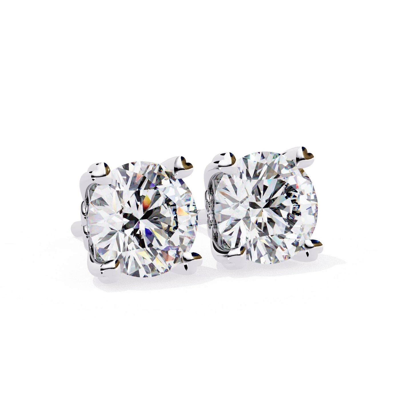 Round Cut Lab Grown Diamond Earrings With 4 Heart Prongs