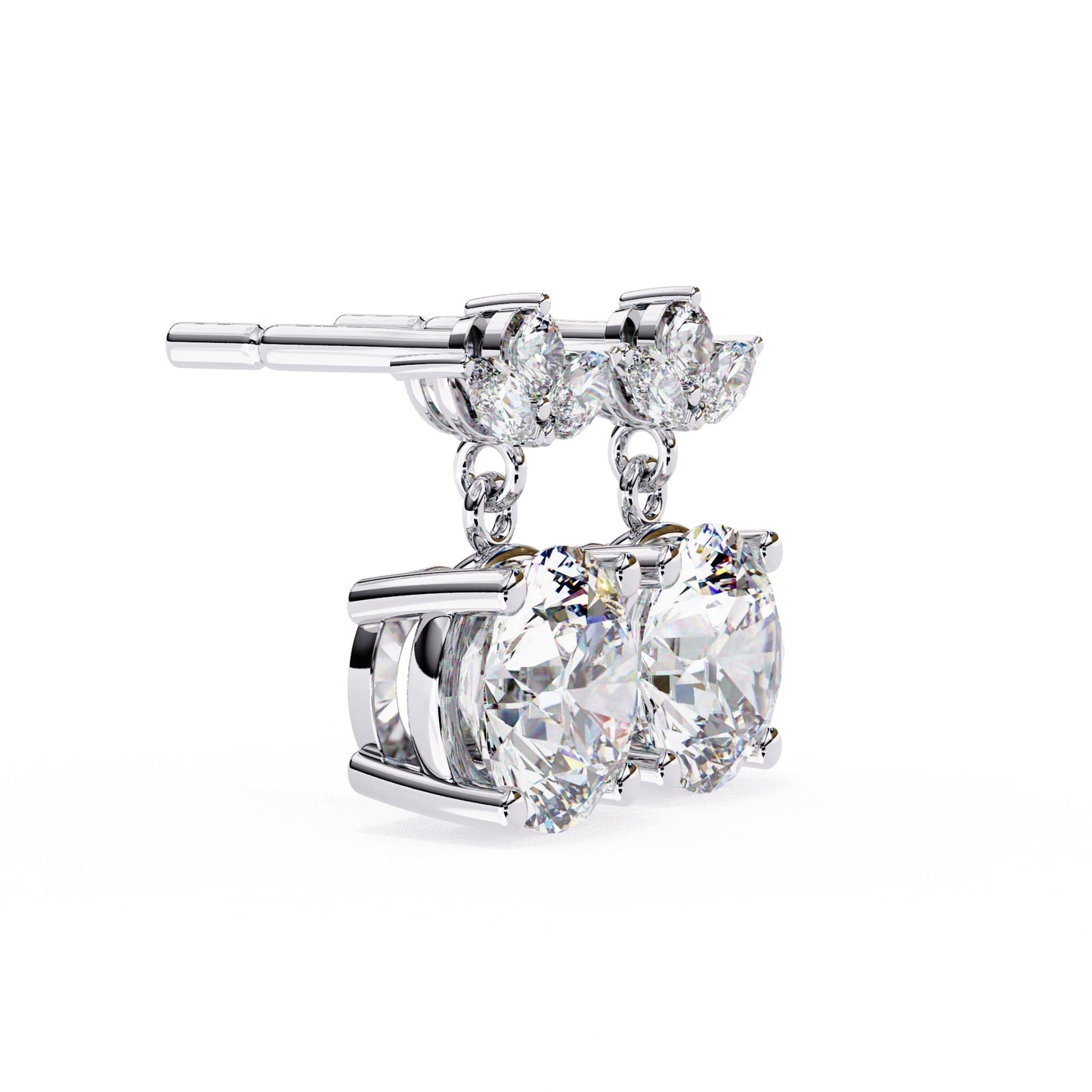 Lab Diamond Round Cut Drop Earrings