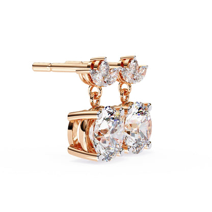 Lab Diamond Round Cut Drop Earrings