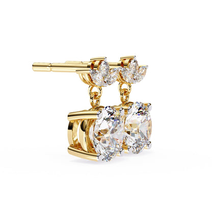 Lab Diamond Round Cut Drop Earrings