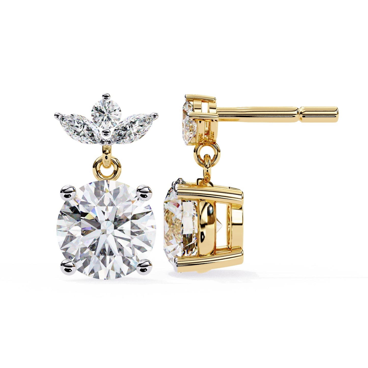 Lab Diamond Round Cut Drop Earrings