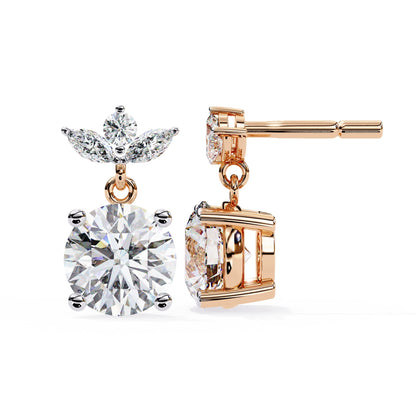 Lab Diamond Round Cut Drop Earrings