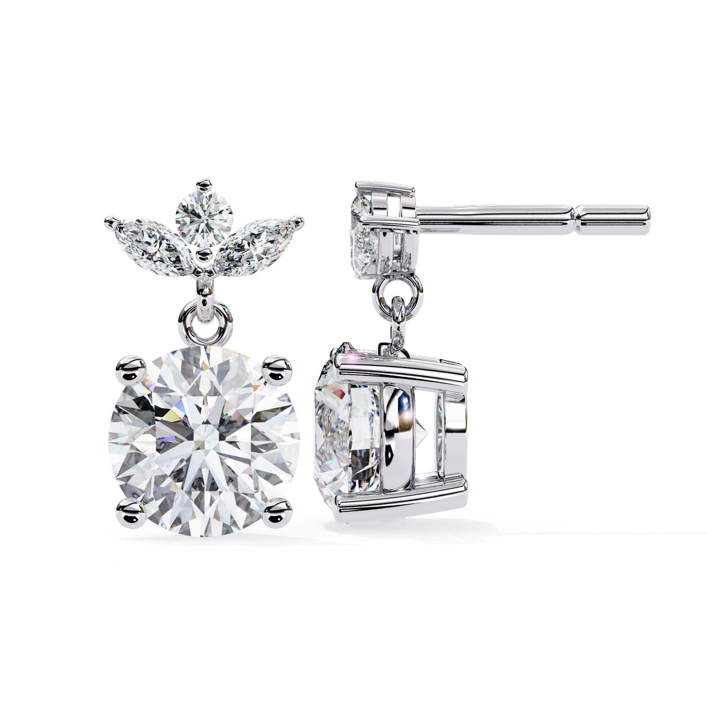 Lab Diamond Round Cut Drop Earrings