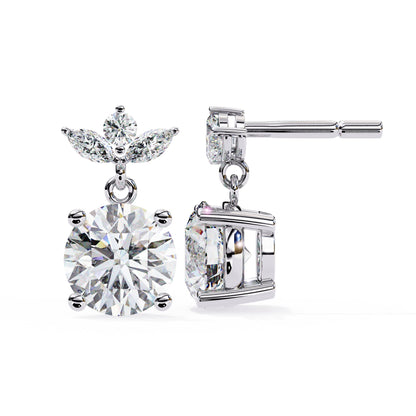 Lab Diamond Round Cut Drop Earrings