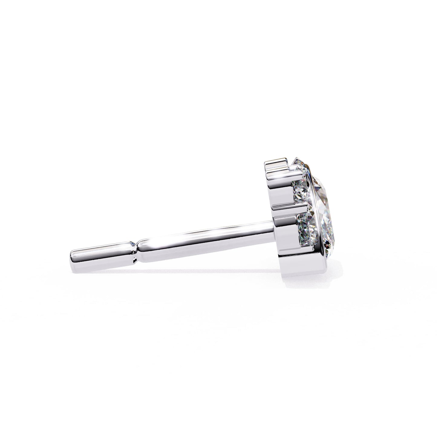 Marquise And Round Lab Diamond Bezel Set Stud Earrings