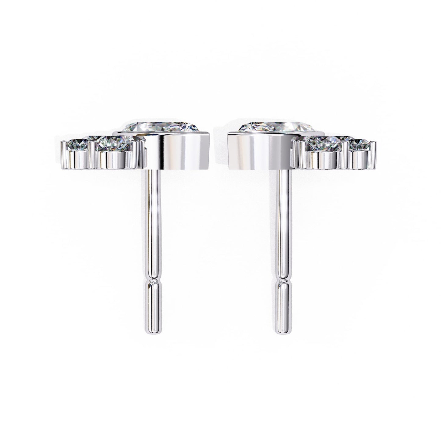 Marquise And Round Lab Diamond Bezel Set Stud Earrings