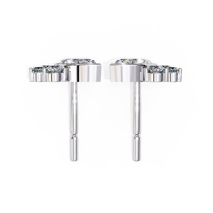 Marquise And Round Lab Diamond Bezel Set Stud Earrings