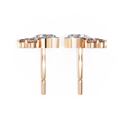 Marquise And Round Lab Diamond Bezel Set Stud Earrings