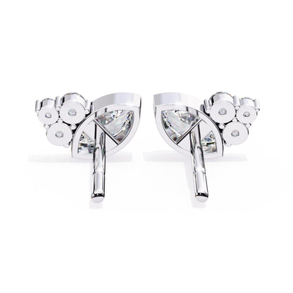 Marquise And Round Lab Diamond Bezel Set Stud Earrings