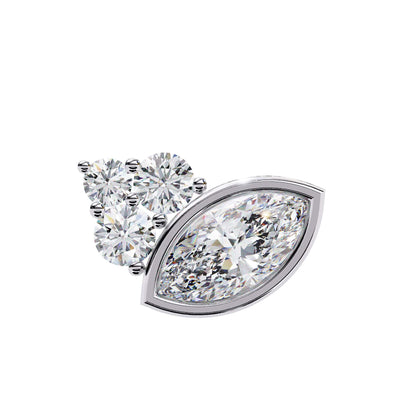 Marquise And Round Lab Diamond Bezel Set Stud Earrings