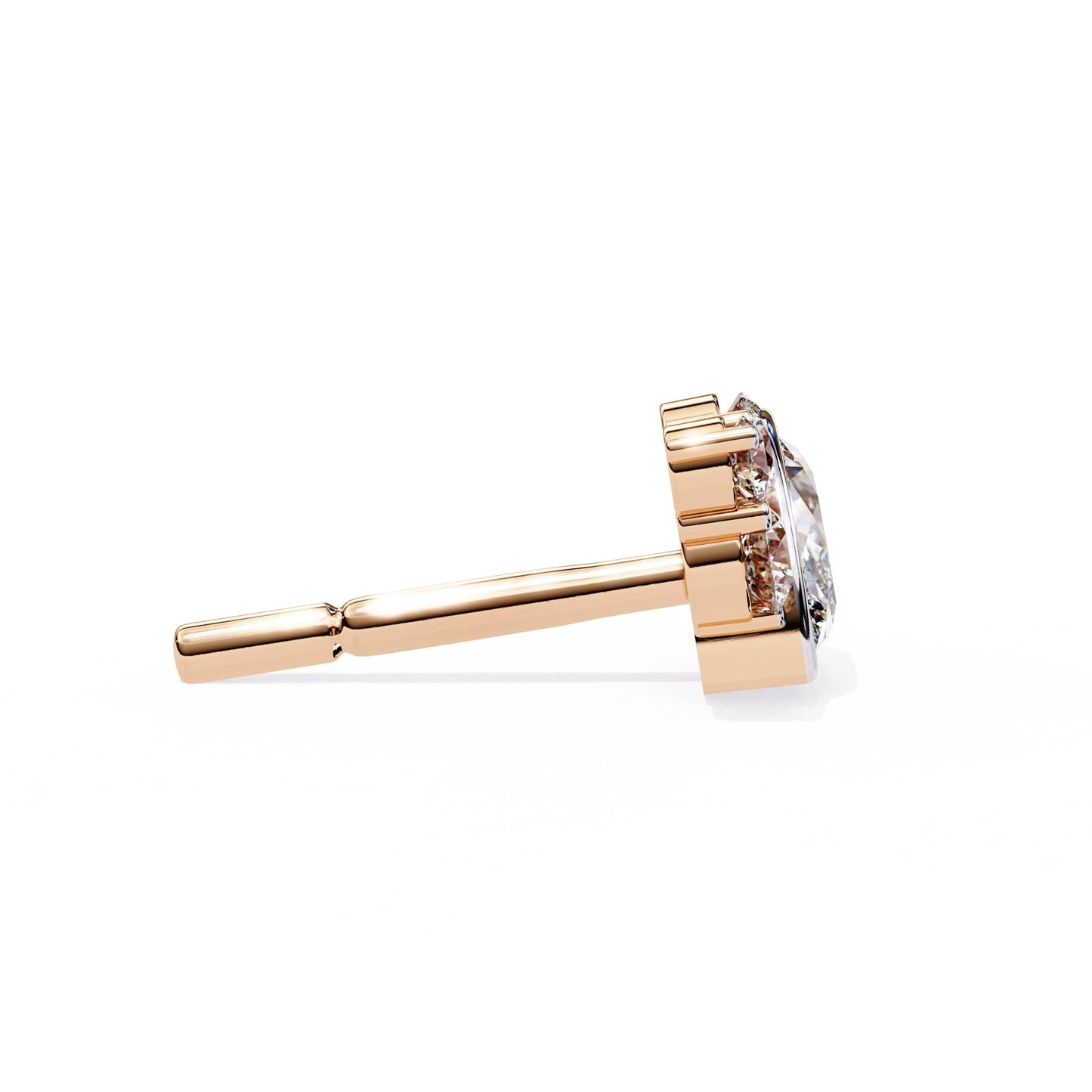 Marquise And Round Lab Diamond Bezel Set Stud Earrings