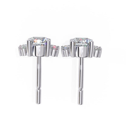 Round And Marquise Cut Lab Diamond Earrings