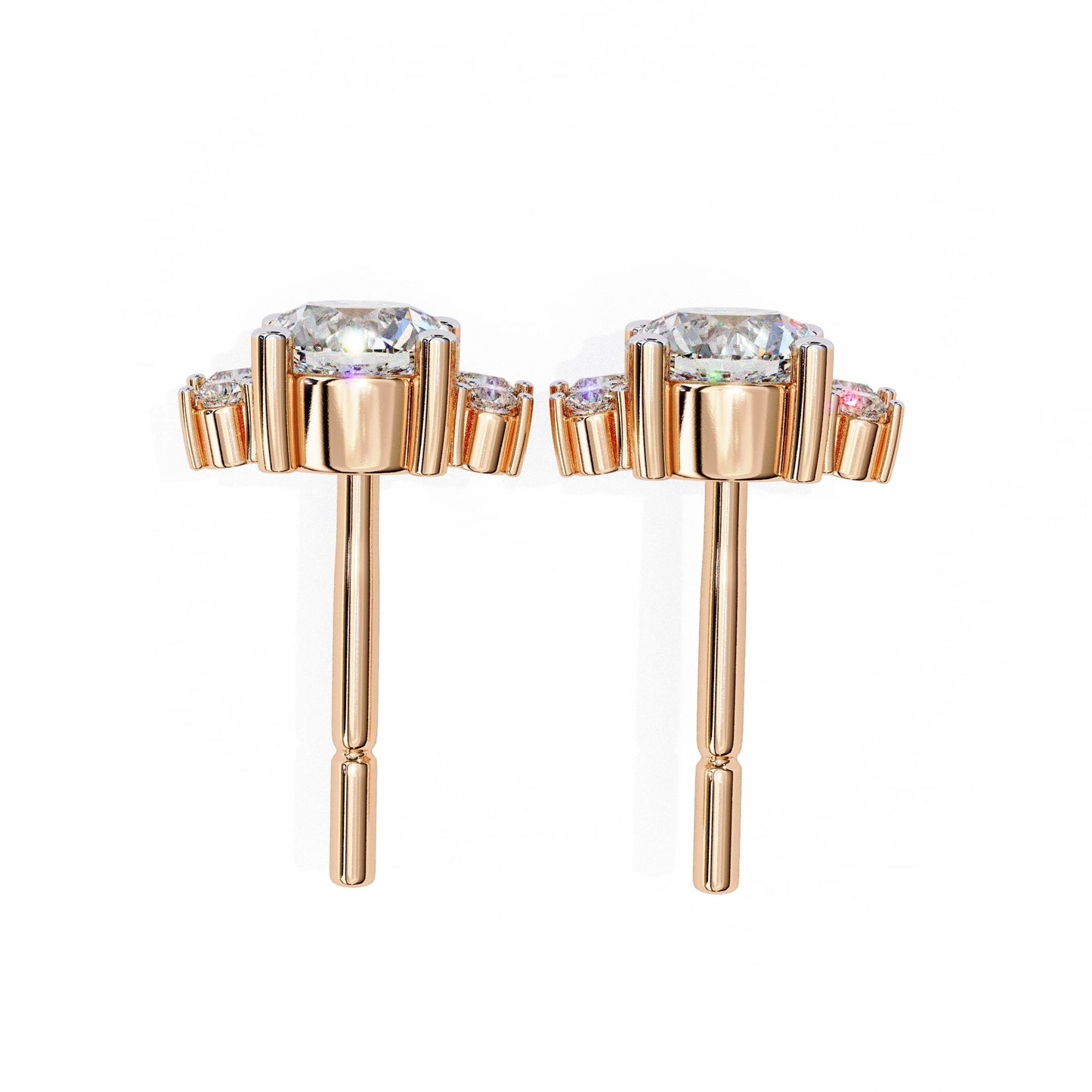 Round And Marquise Cut Lab Diamond Earrings