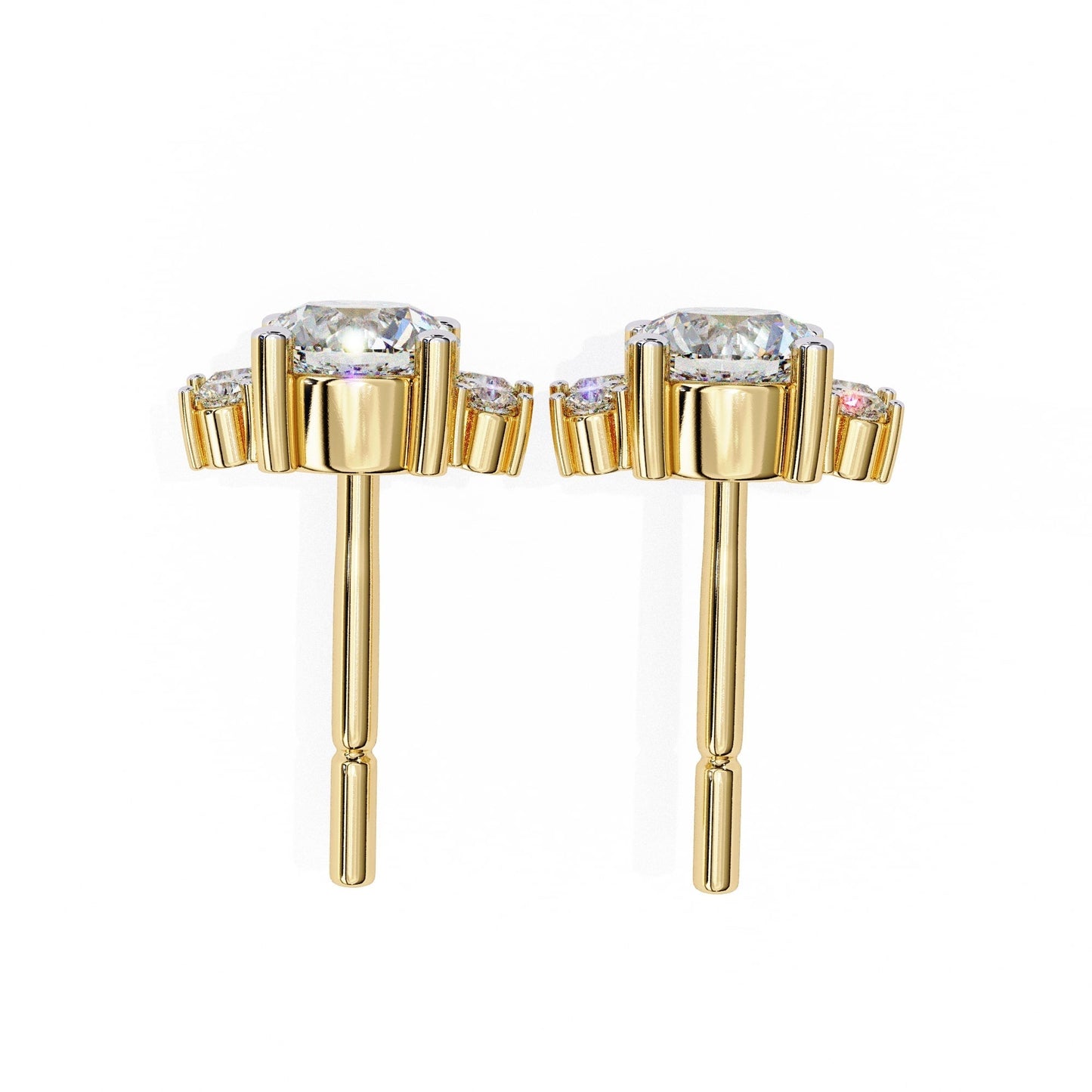 Round And Marquise Cut Lab Diamond Earrings