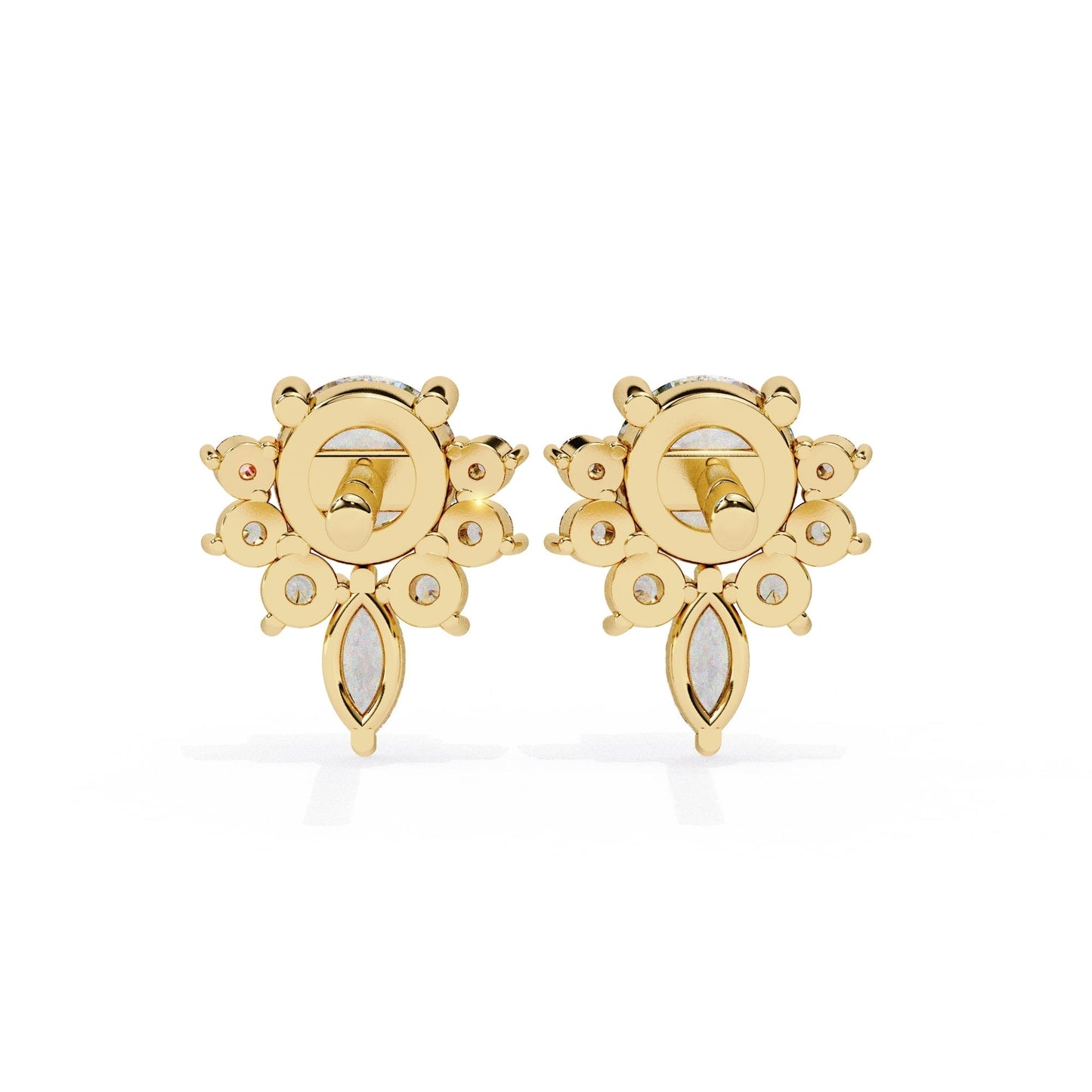 Round And Marquise Cut Lab Diamond Earrings