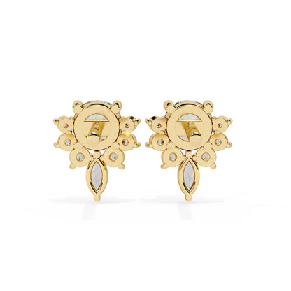 Round And Marquise Cut Lab Diamond Earrings