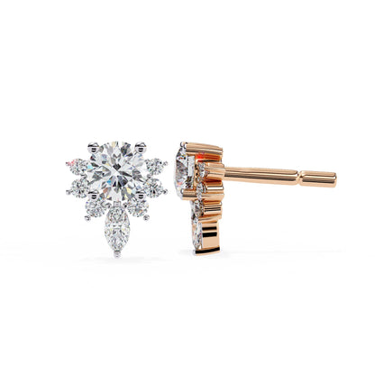 Round And Marquise Cut Lab Diamond Earrings