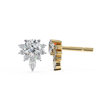 Round And Marquise Cut Lab Diamond Earrings