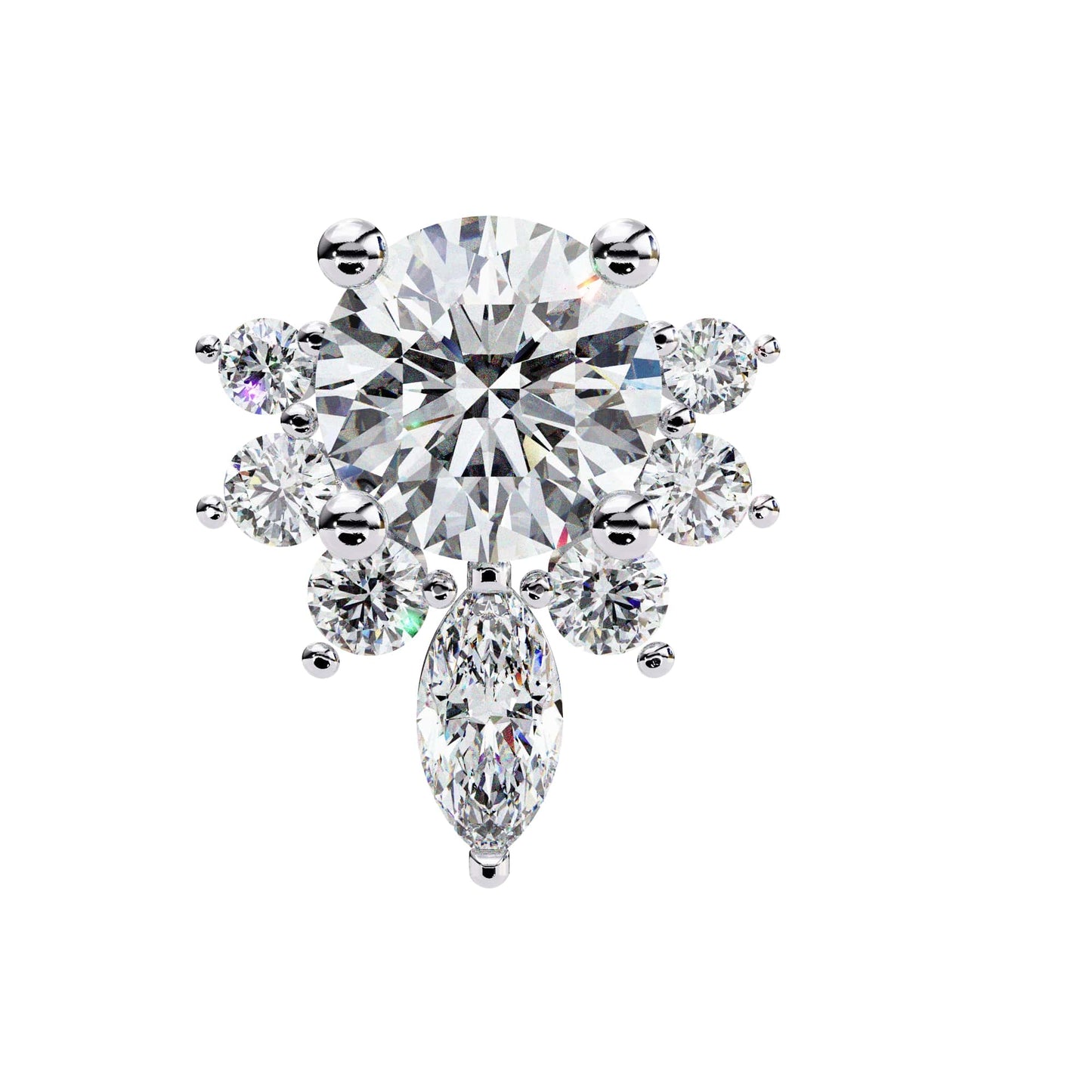 Round And Marquise Cut Lab Diamond Earrings