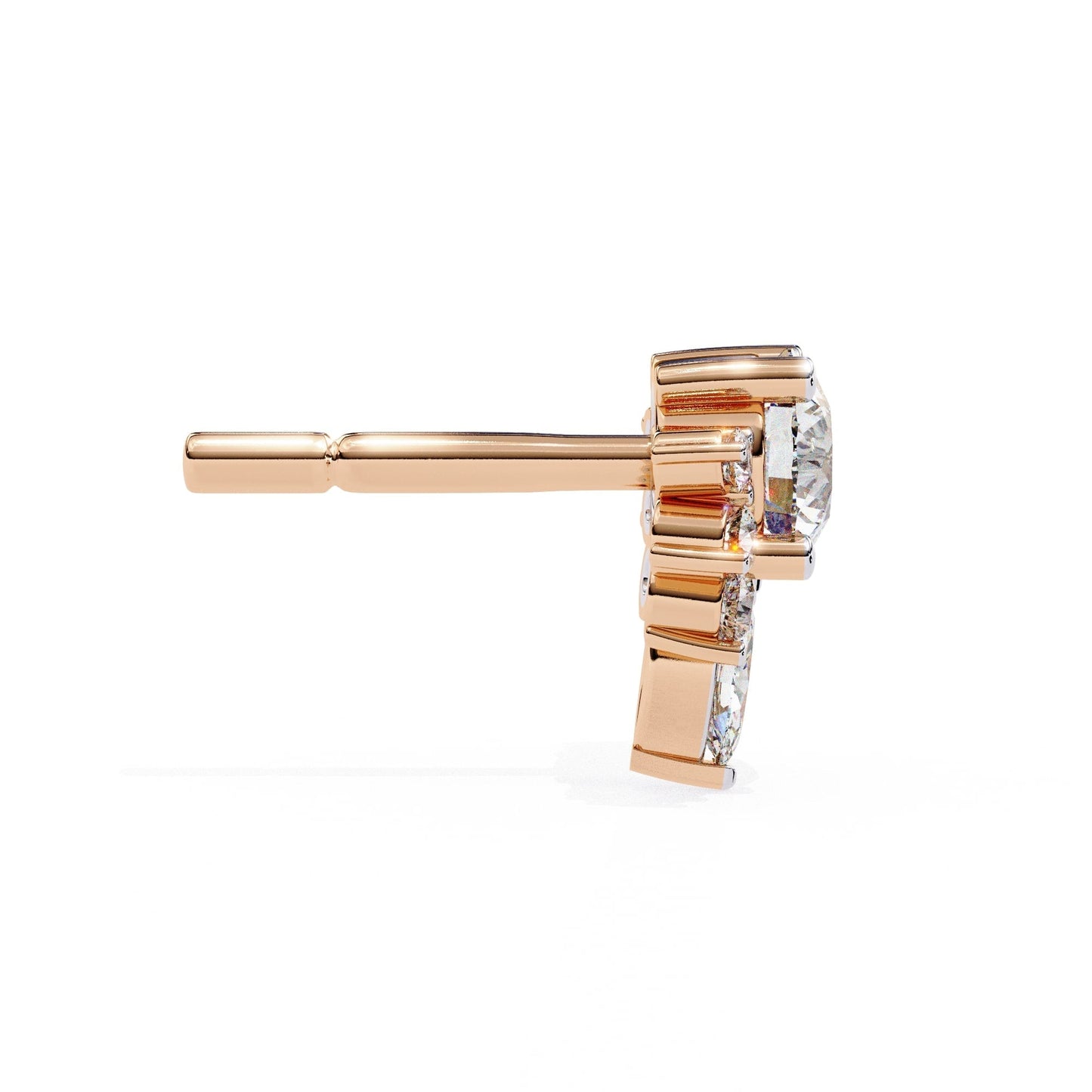 Round And Marquise Cut Lab Diamond Earrings