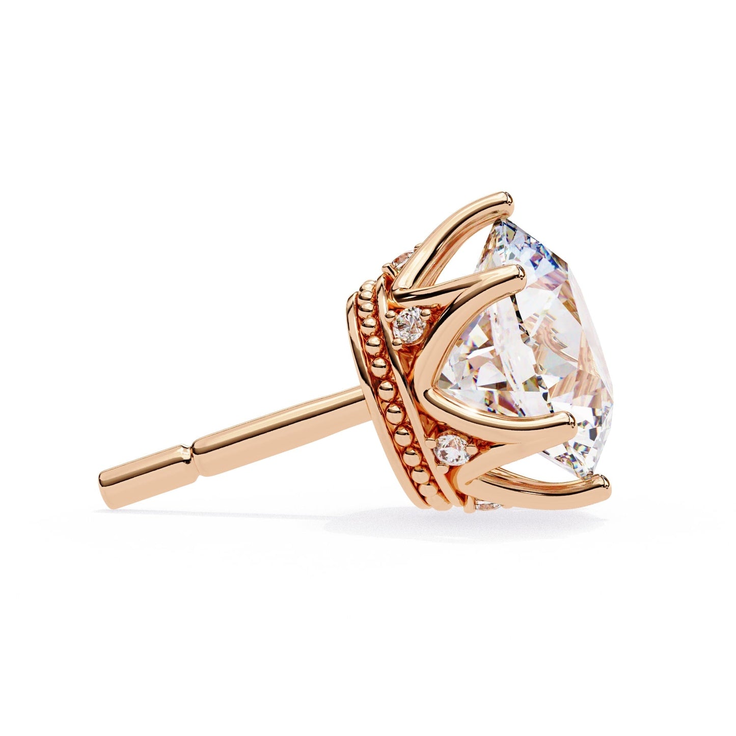 Round Lab Grown Diamond Earrings In Yellow Gold
