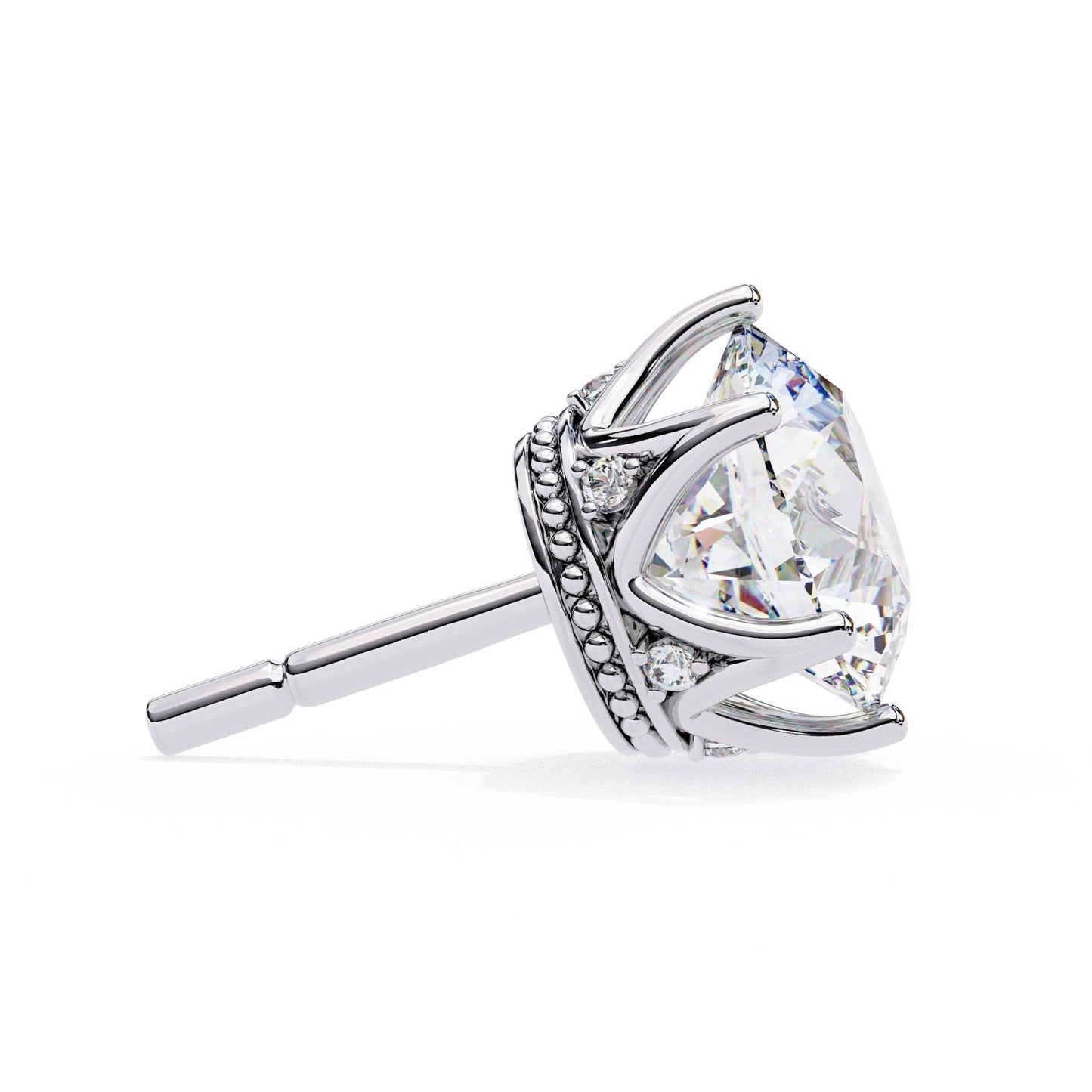 Round Lab Grown Diamond Earrings In Yellow Gold