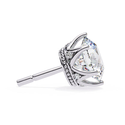 Round Lab Grown Diamond Earrings In Yellow Gold