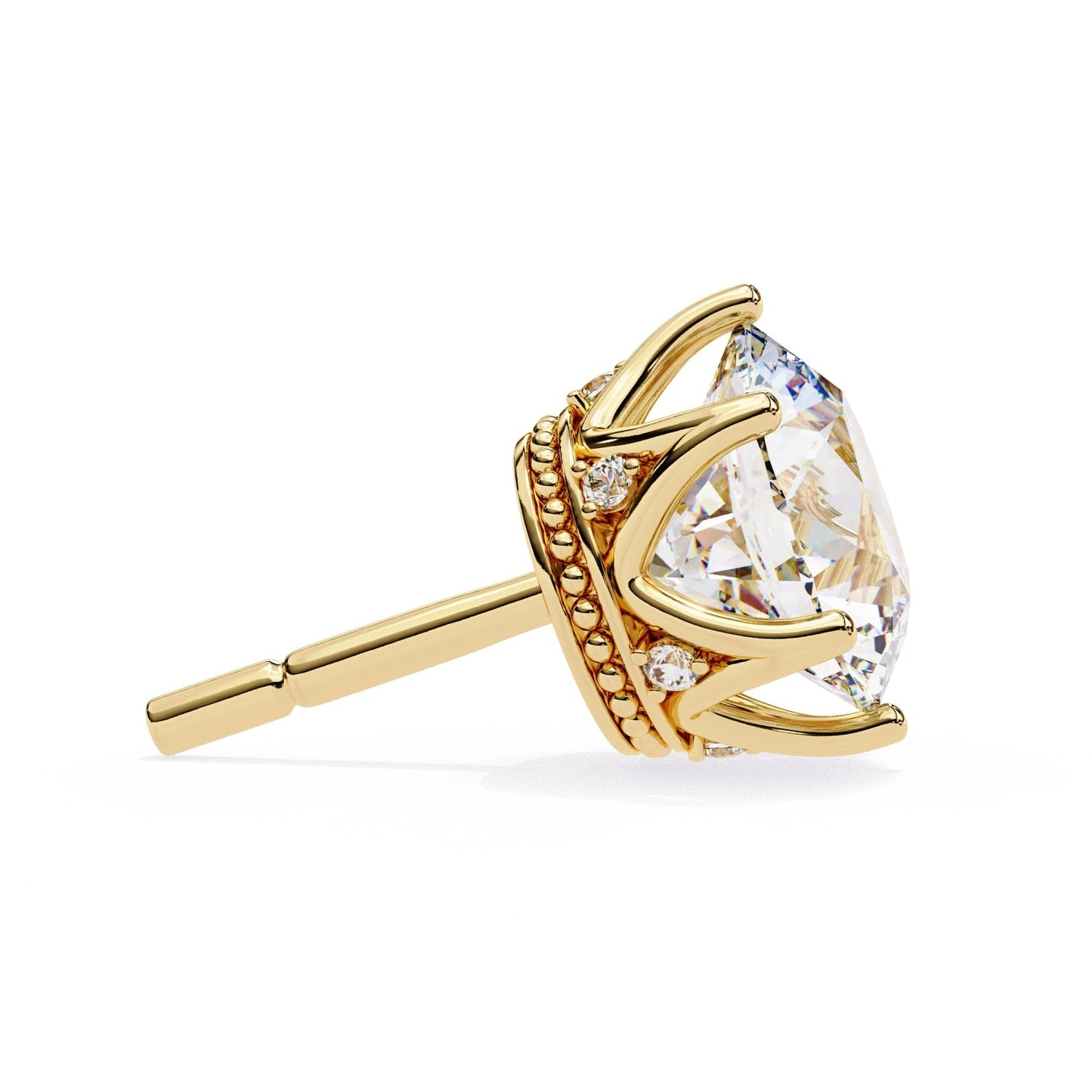 Round Lab Grown Diamond Earrings In Yellow Gold