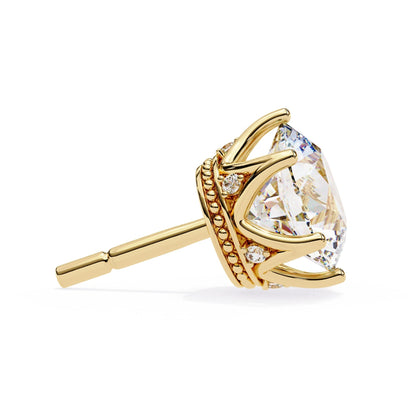 Round Lab Grown Diamond Earrings In Yellow Gold