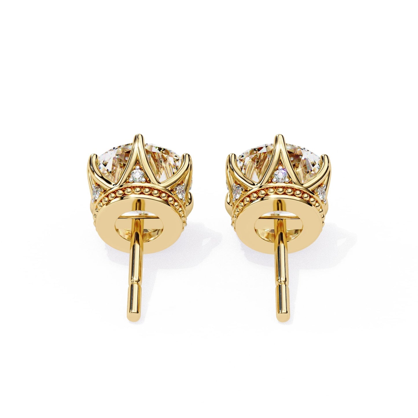 Round Lab Grown Diamond Earrings In Yellow Gold